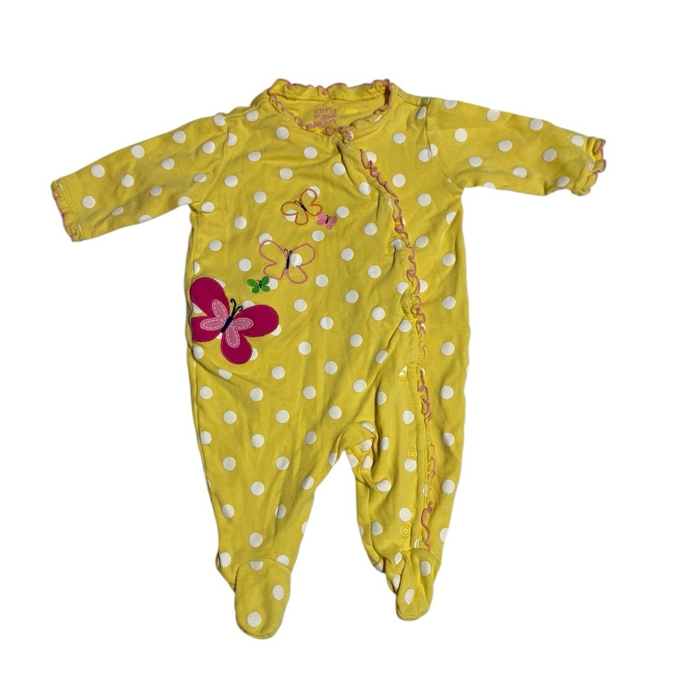 Carter's Baby Girl Butterfly Polka Dot Footie Pajamas Onesie Size 0-3 Months